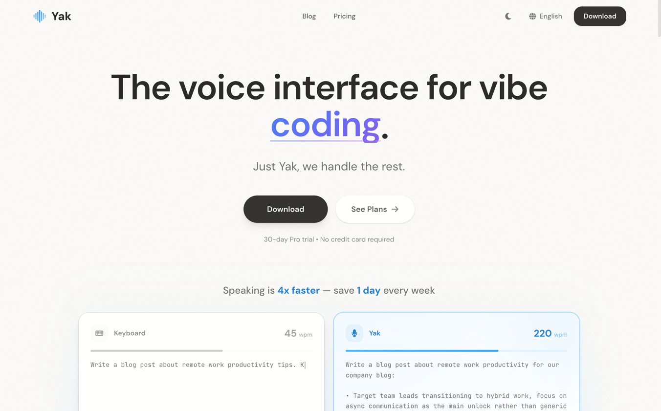 Yak - 最快的语音生产力工具,用说话代替打字